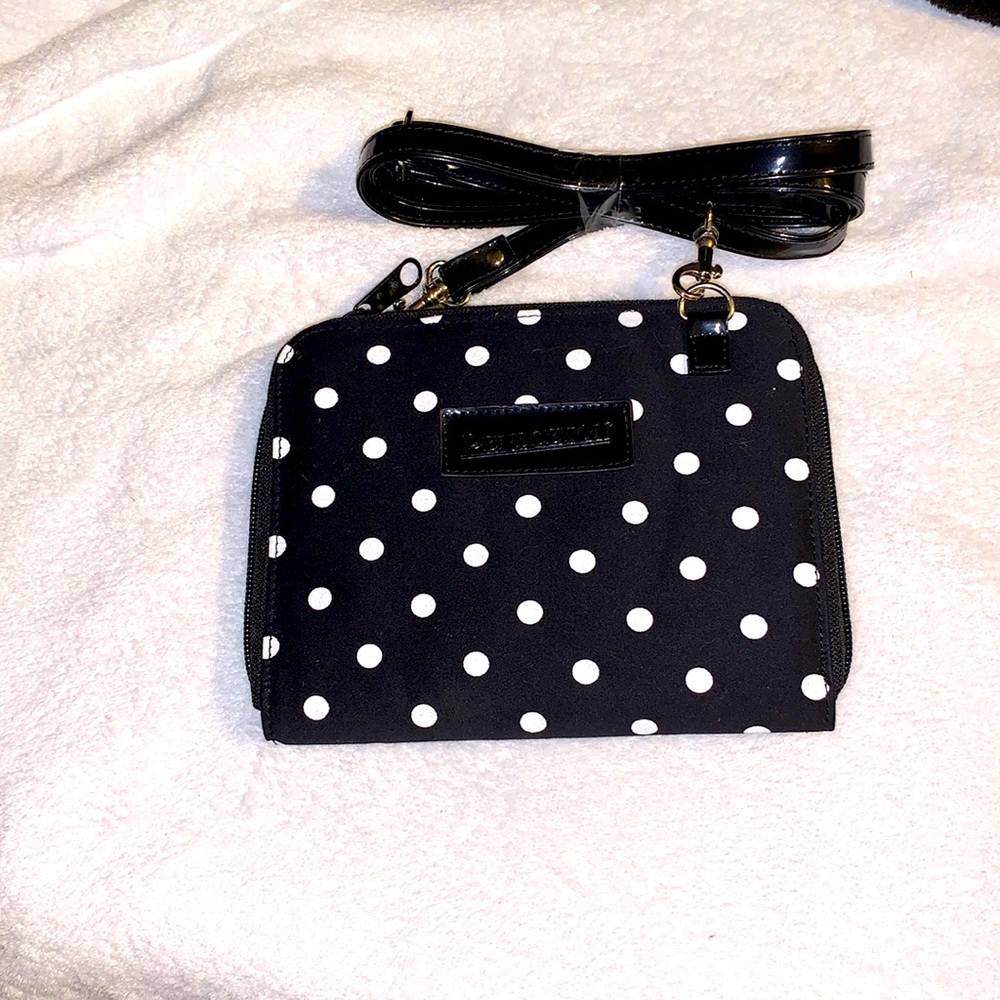 Pendleton black w/ white polka dots clutch NWOT